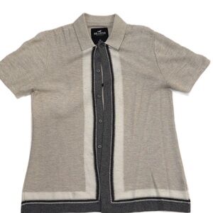 Hollister Tan and Gray Button-Up Shirt